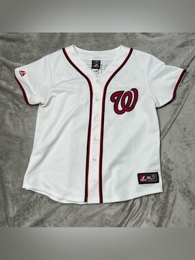 Vintage Washington Nationals Ryan Zimmerman Jersey Boys L White #11 MLB Baseball